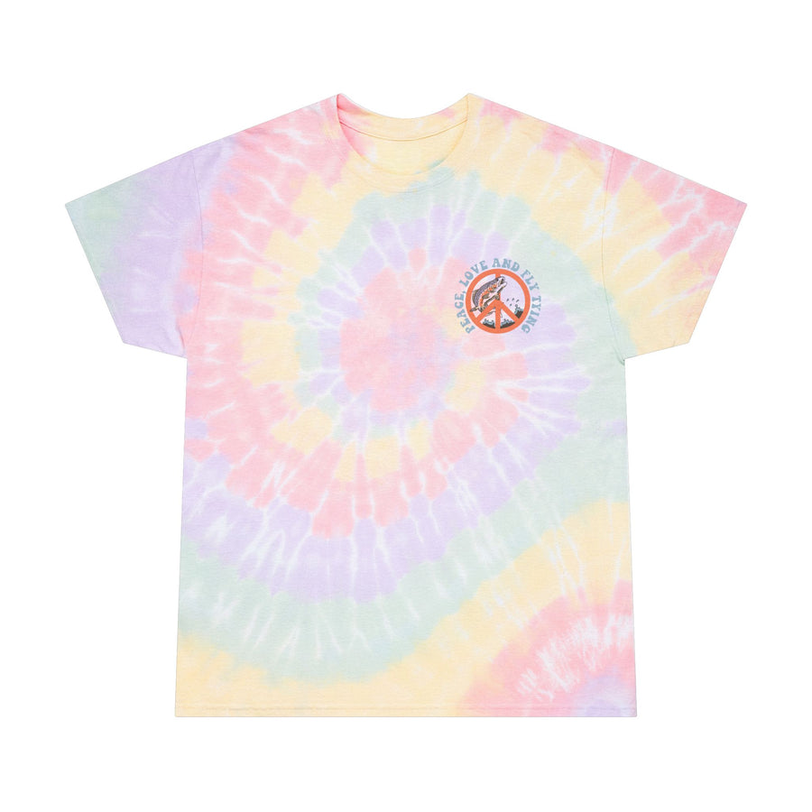 Ladies Peace, Love and Fly Tying  Tie-Dye T-Shirt