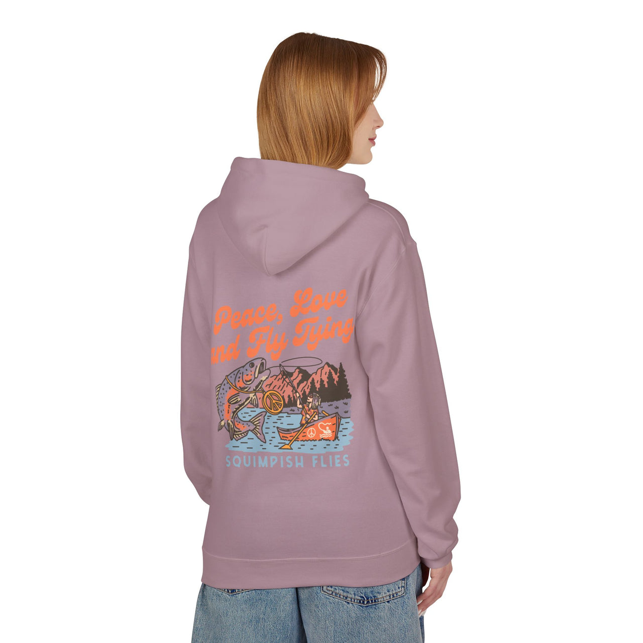 Ladies Peace, Love and Fly Tying Fleece Hoodie