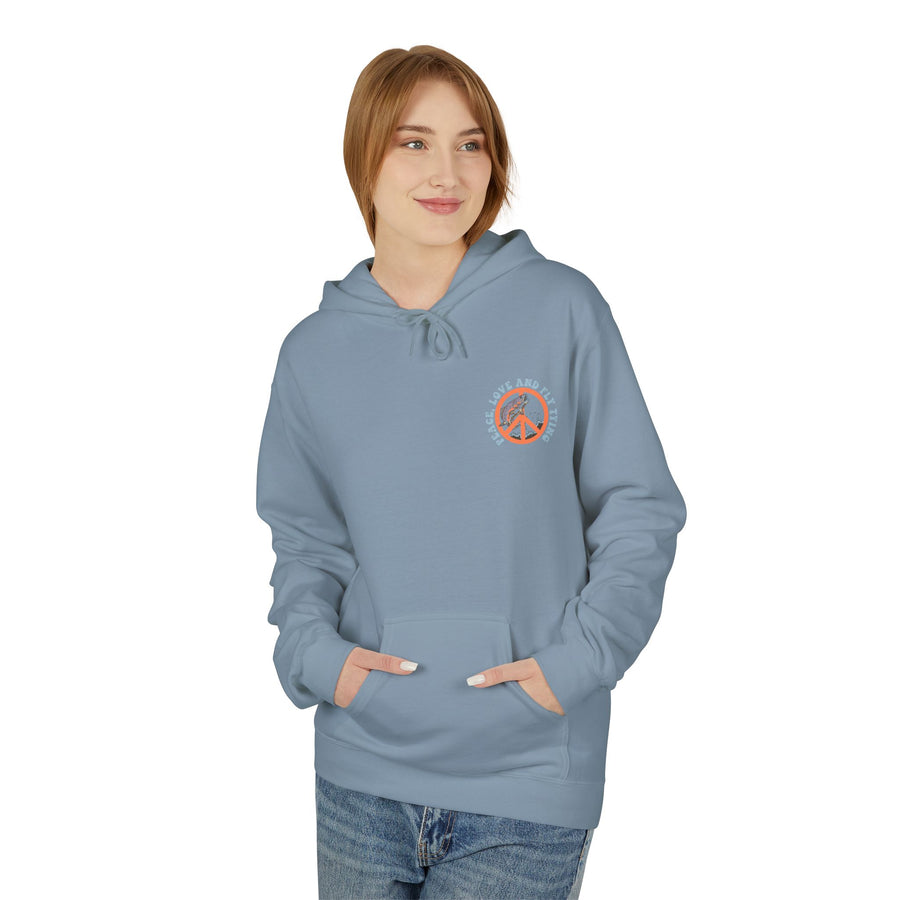 Ladies Peace, Love and Fly Tying Fleece Hoodie