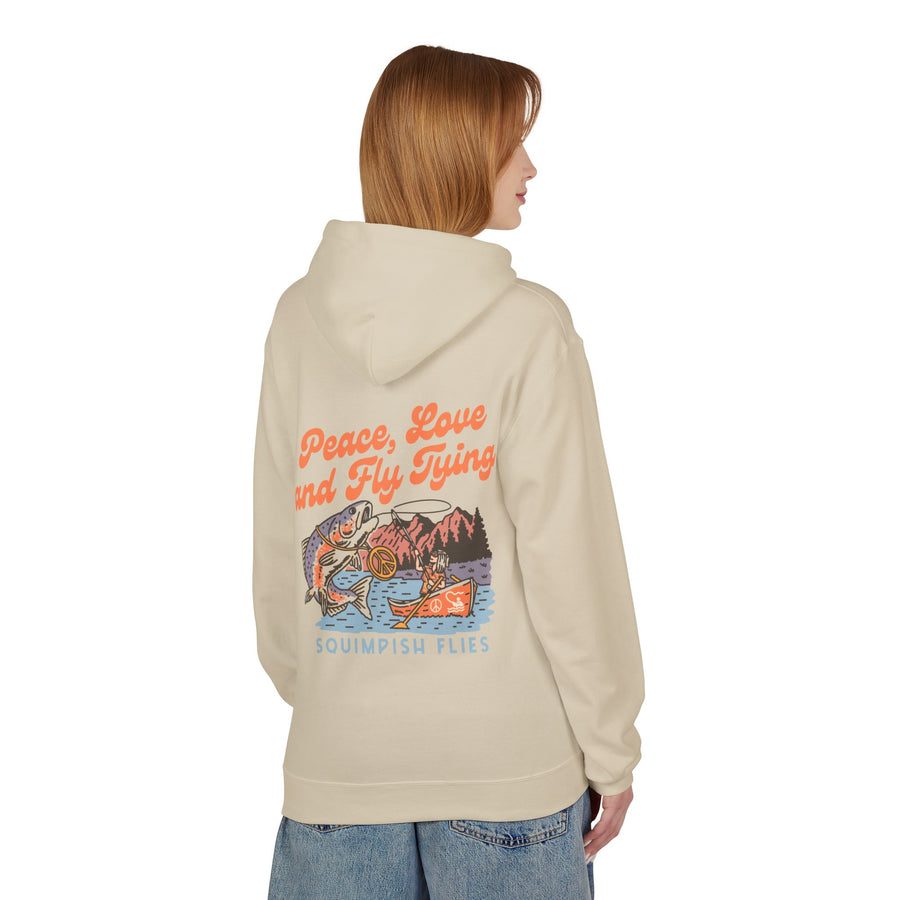Ladies Peace, Love and Fly Tying Fleece Hoodie