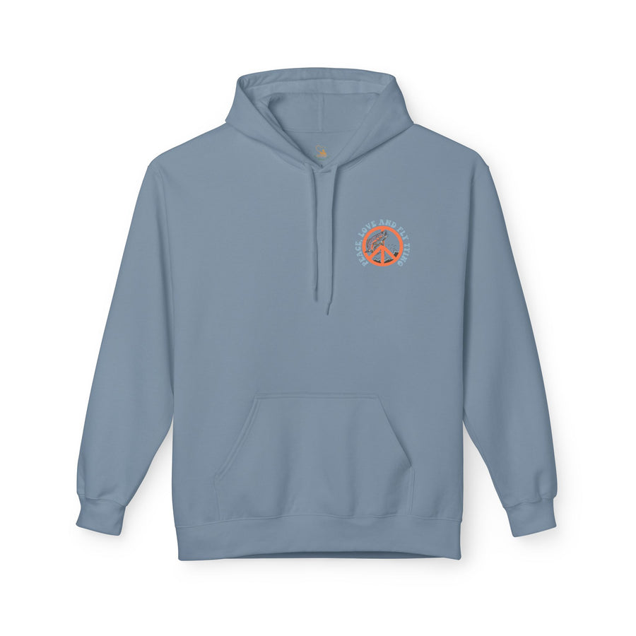 Ladies Peace, Love and Fly Tying Fleece Hoodie