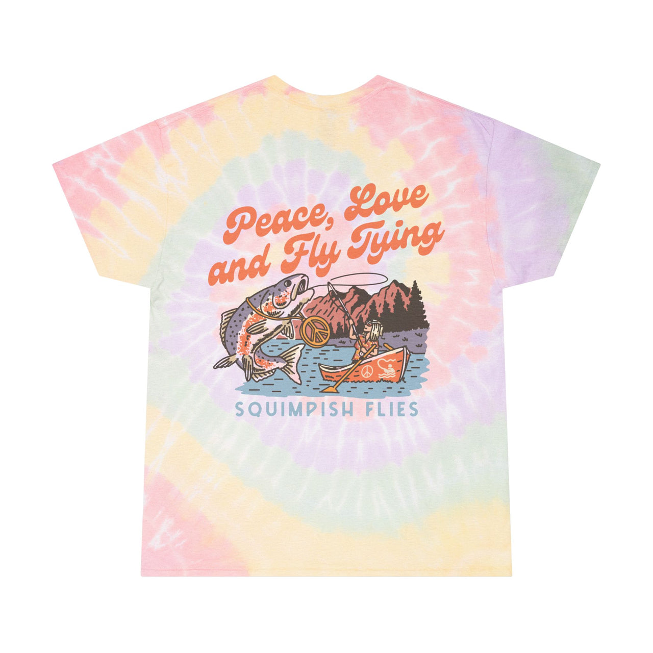Ladies Peace, Love and Fly Tying  Tie-Dye T-Shirt