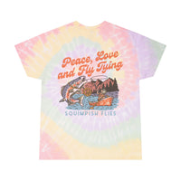 Thumbnail for Ladies Peace, Love and Fly Tying  Tie-Dye T-Shirt