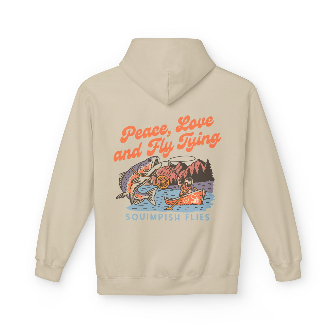 Ladies Peace, Love and Fly Tying Fleece Hoodie