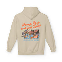 Thumbnail for Ladies Peace, Love and Fly Tying Fleece Hoodie