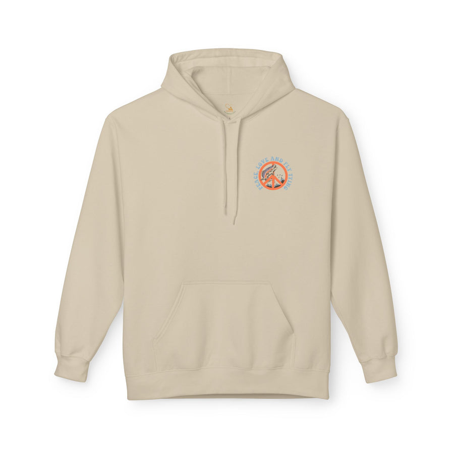 Ladies Peace, Love and Fly Tying Fleece Hoodie