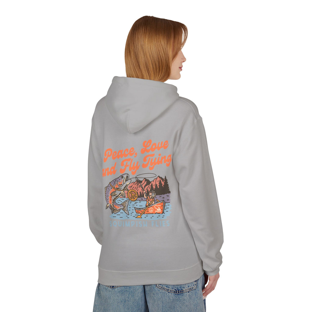 Ladies Peace, Love and Fly Tying Fleece Hoodie
