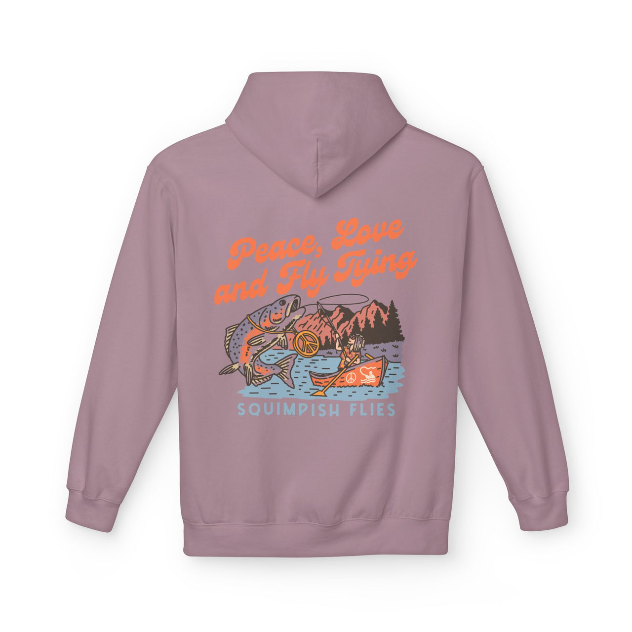 Ladies Peace, Love and Fly Tying Fleece Hoodie