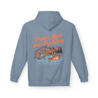 Thumbnail for Ladies Peace, Love and Fly Tying Fleece Hoodie