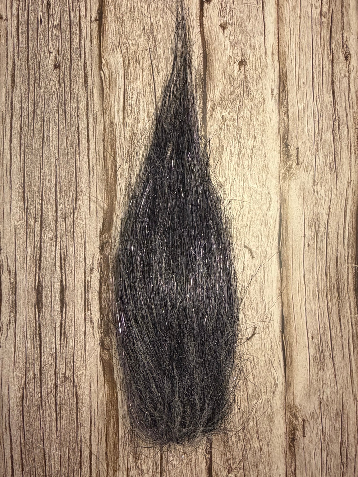 Charcoal Lavender Sparkle Squimpish Hair with dark charcoal fibers and lavender sparkle