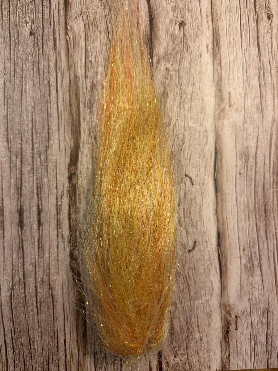 Sunset Sparkle Squimpish Hair with golden yellow and orange fibers and reflective flash